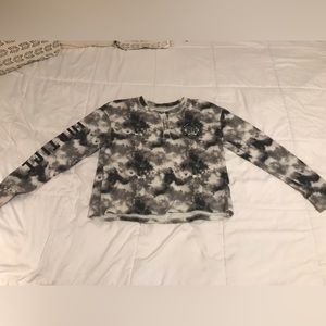 Justice black and white cloud pattern sweatshirt with buttons, size 18/20 B